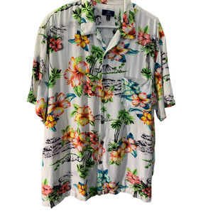 GEORGE Hawaiian Shirt Tropical Short Sleeve Button Down Pocket Men XL / XG 46-48